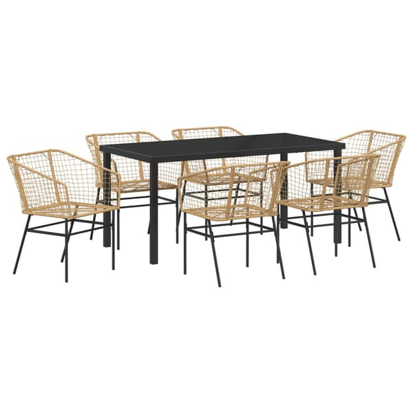 Trädgårdsmöbelset 7 pcs Brun konstrotting