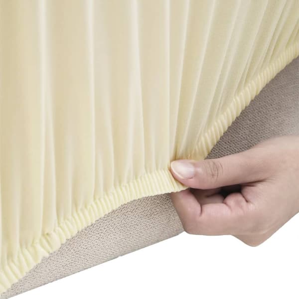 Sofföverdrag 4-sits med stretch gräddvit polyesterjersey