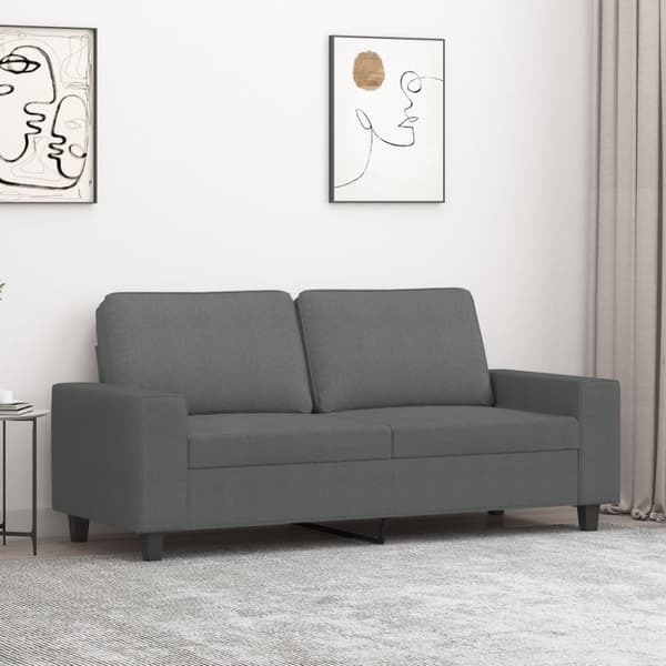 Soffa 2-sits mörkgrå 140 cm tyg