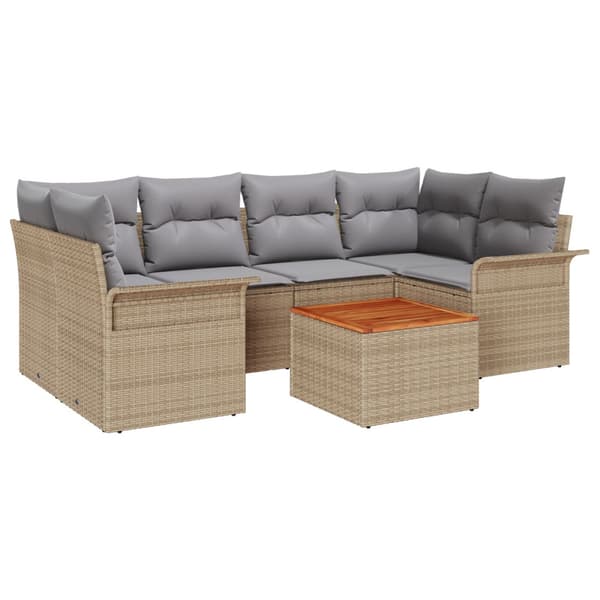 Trädgårdsoffset med kudde 7 pcs Beige konstrotting
