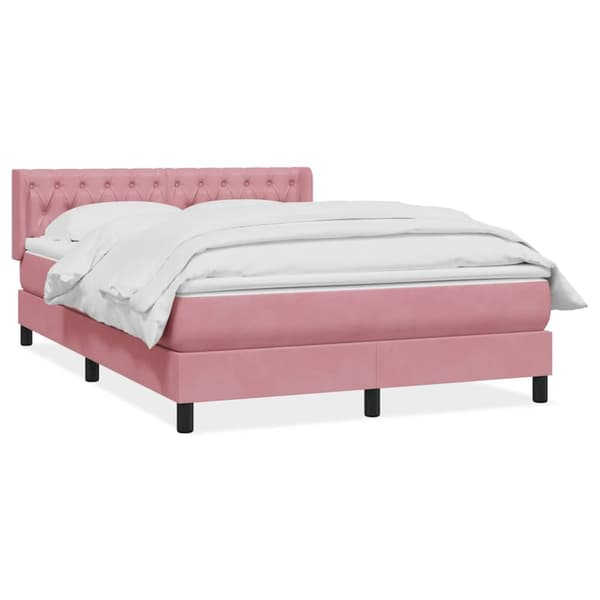 Ramsäng med madrass rosa 160x210 cm sammet