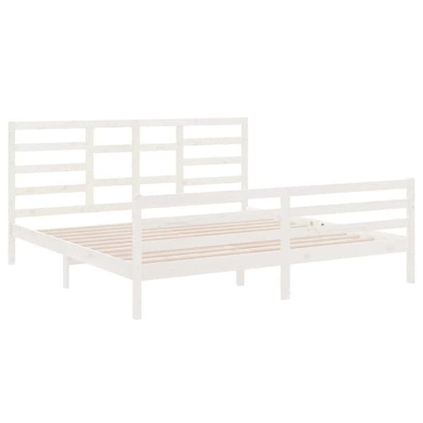 Sängram vit massivt trä 200x200 cm