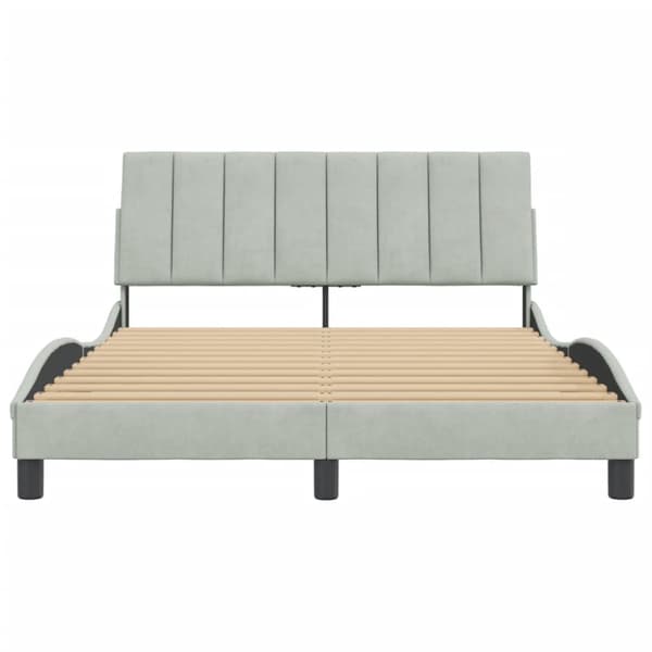 Bed Frame without Mattress "Hanko" Light Grey 120x200 cm Velvet
