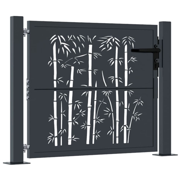 Trädgårdsgrind antracit 100x100 cm stål bambu design