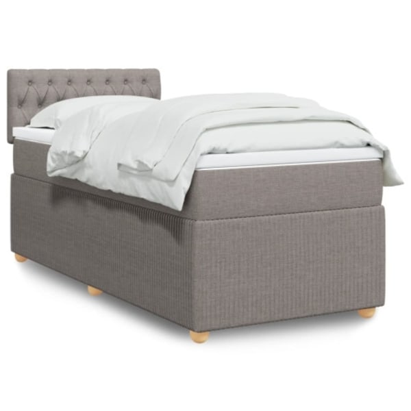 Ramsäng med madrass taupe 100x200 cm tyg