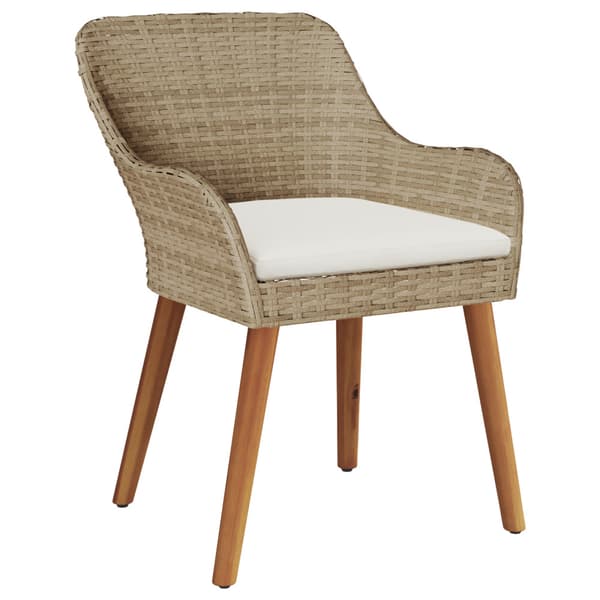 Trädgårdsmöbelset med kudde 7 pcs Beige konstrotting