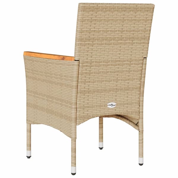 Trädgårdsstolar med dynor 2 st beige konstrotting
