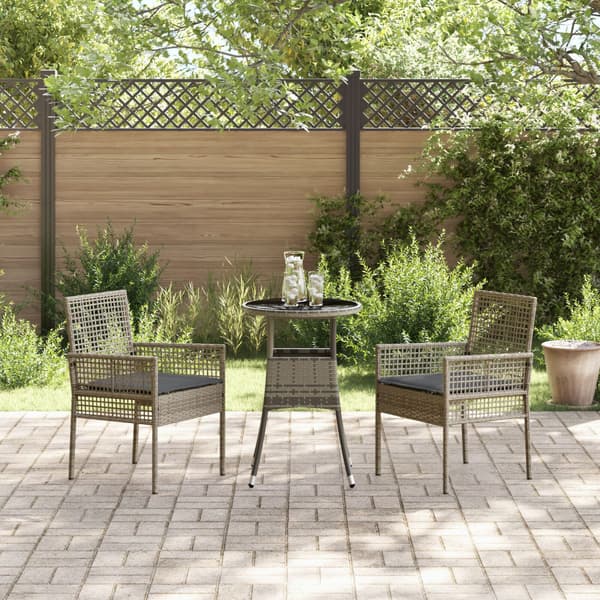 Trädgårdsmöbelset 3 pcs Grå konstrotting