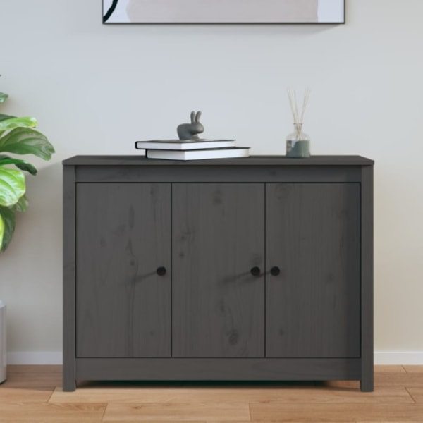 Skänk grå 100x35x74 cm massiv furu