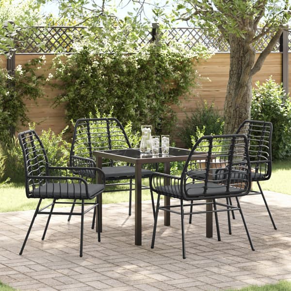Trädgårdsmöbelset 5 pcs Svart konstrotting