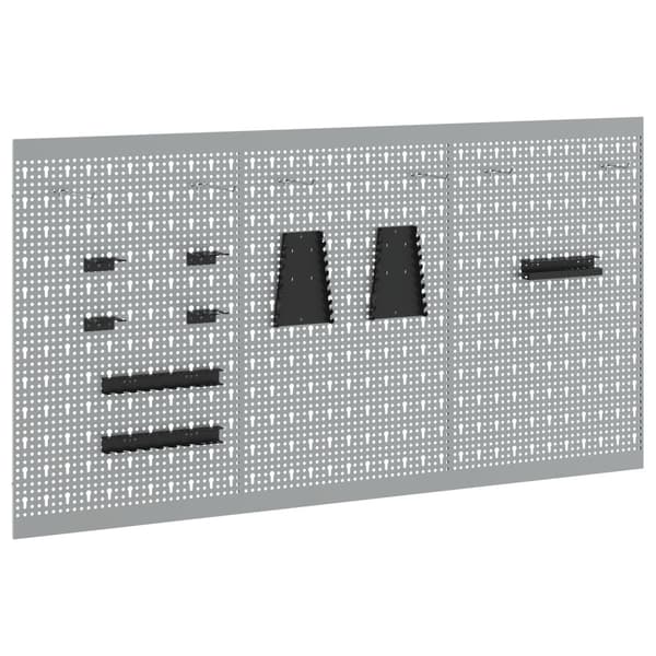 Verktygsväggpanel 3 pcs Grå 150 x 1 x 80 cm