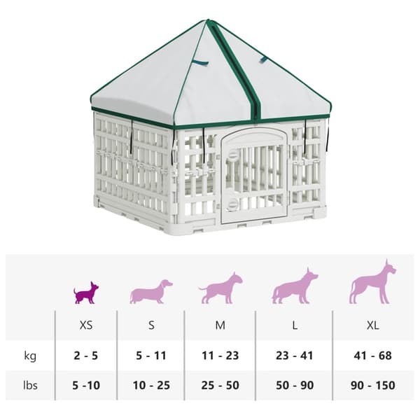 4 Panel Hund Playpen med Tak Vit 63 x 63 x 67 cm Plast