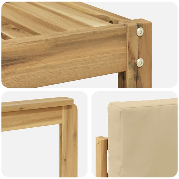 Utomhussoffset 6 pcs Vit och Beige 59 x 59 x 37 cm Polyester