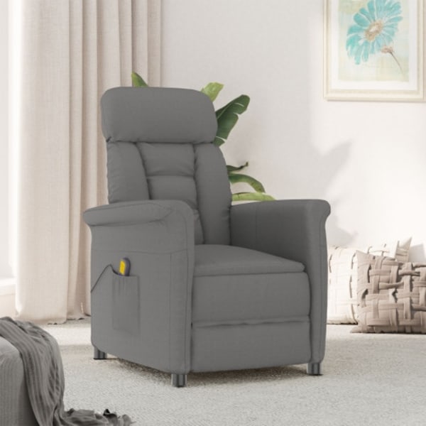 Massagefåtölj mörkgrå mikrofiber