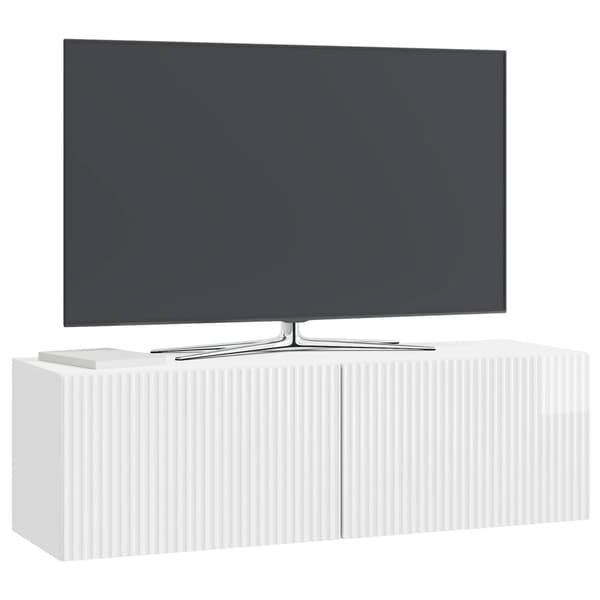 Väggmonterad TV-bänk 98 x 31 x 30 cm Vit högglans