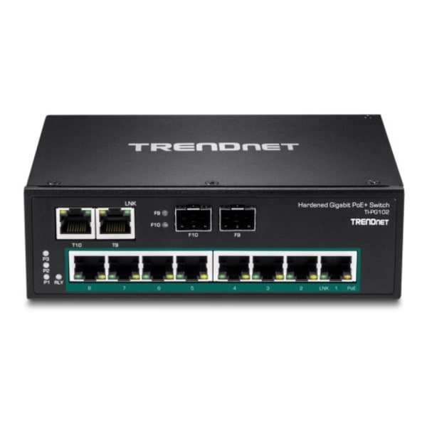 TRENDnet TI-PG102 - switch - 10 portar - ohanterad - TAA-kompatibel Svart