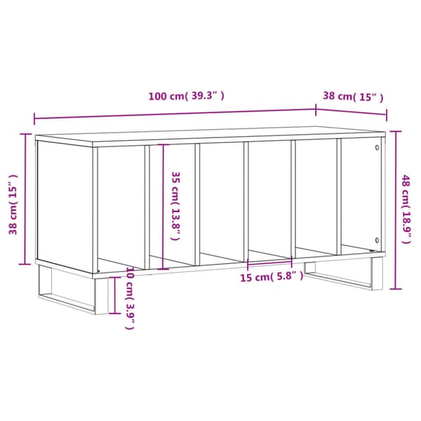 Stereobänk vit 100x38x48 cm konstruerat trä