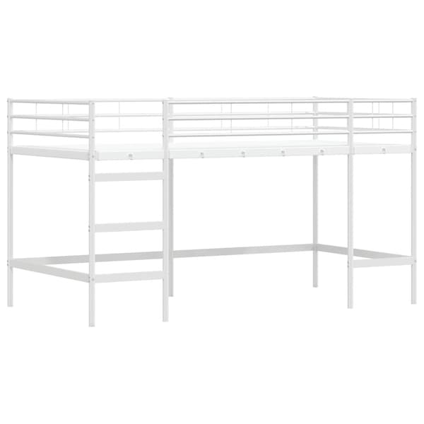 Barns loft sängram Vit 90 x 200 cm Stål