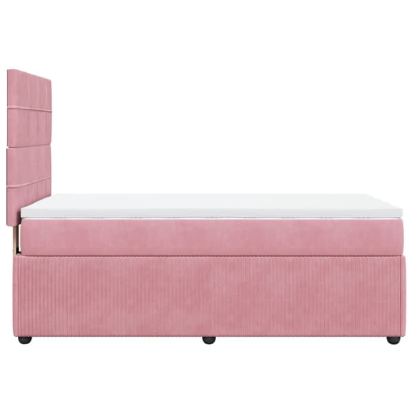 Ramsäng med madrass rosa 90x190 cm sammet