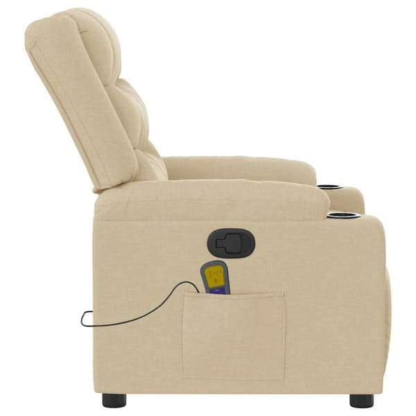 Massagefåtölj gräddvit tyg