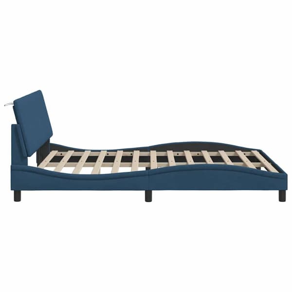 Bed Frame without Mattress "Hanko" Blue 160x200 cm Fabric