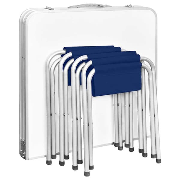 Hopfällbart campingbord med 4 stolar höjdjusterbar 120x60 cm