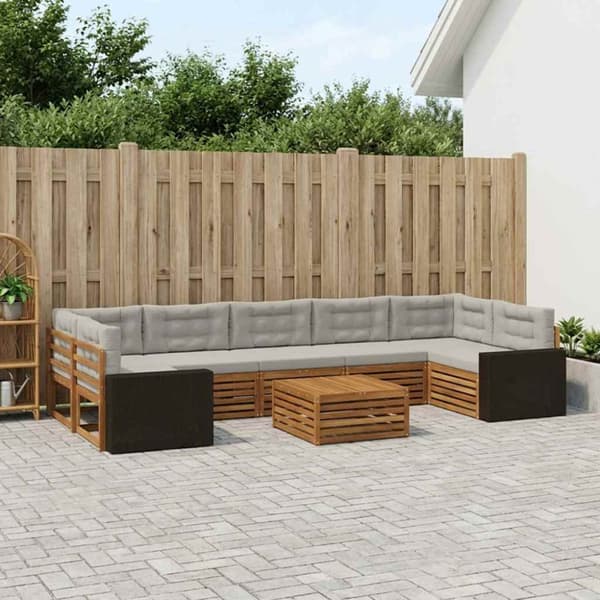 Utomhussoffset 8 pcs Naturlig och ljusgrå