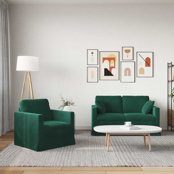 Soffset 2 pcs Mörkgrön 138 x 78 x 80 cm Sammet