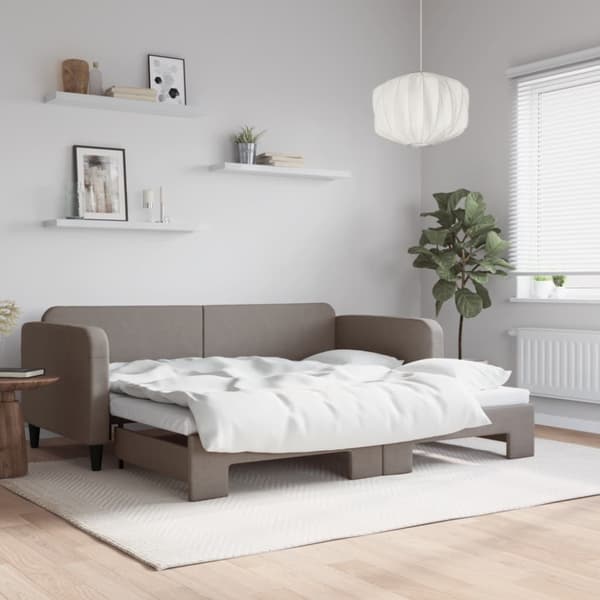 Dagbädd utdragbar taupe 90x200 cm tyg