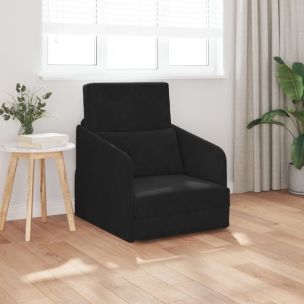 golvsängsoffa 2-i-1 svart 65x80x83 cm sammet