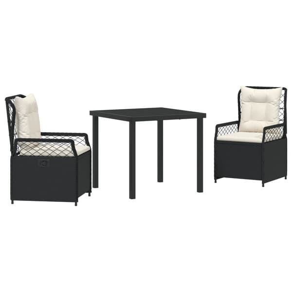 Trädgårdsmöbelset 3 pcs Svart konstrotting