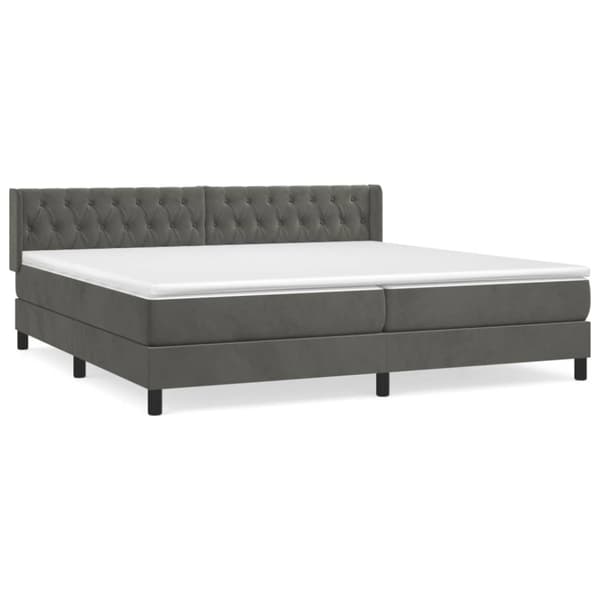 Ramsäng med madrass mörkgrå 200x200 cm sammet