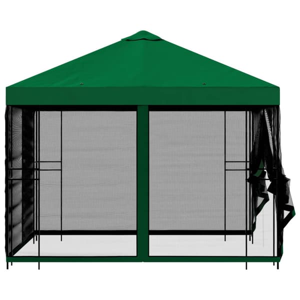 Trädgårdsgazebo med sidoväggar 3 x 3 m Grön Polyester och Stål