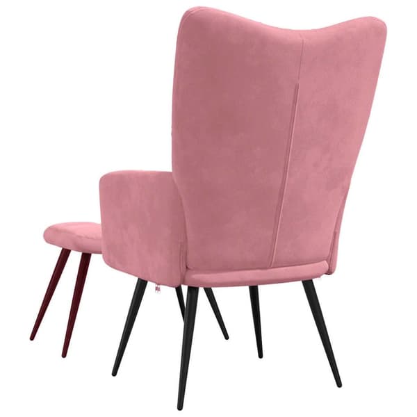Vilstol med fotpall rosa sammet