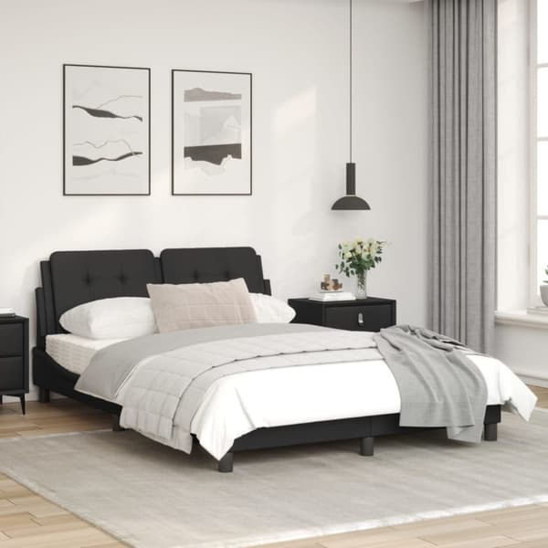 Bed Frame with LED without Mattress "Zadar" Black 140x190 cm