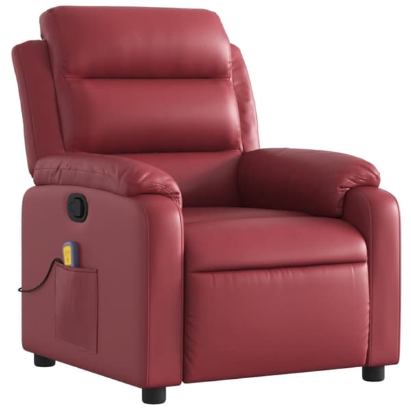 Massagefåtölj vinröd konstläder