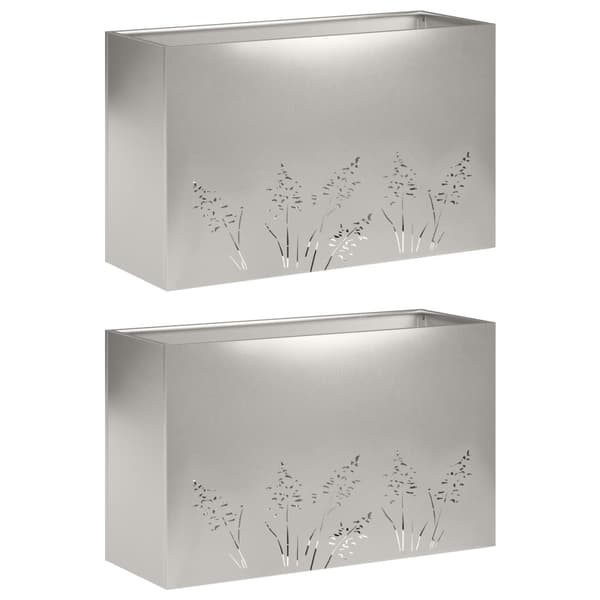 Trädgårdsplanterare 2 st Silver 80 x 30 x 49 cm Rostfritt stål