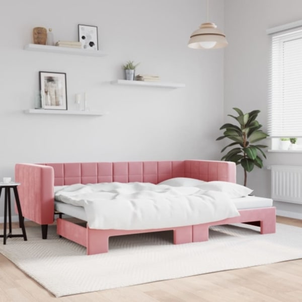 Dagbädd utdragbar rosa 80x200 cm sammet
