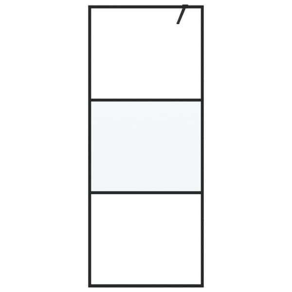 Duschvägg svart 80x195 cm halvfrostat ESG-glas