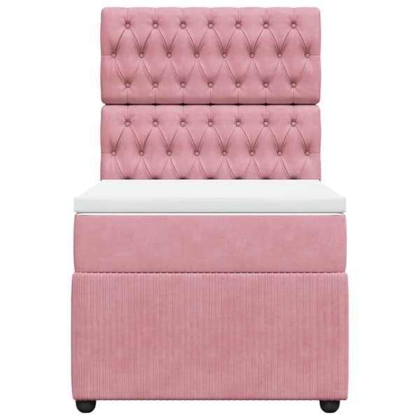 Ramsäng med madrass rosa 90x200 cm sammet
