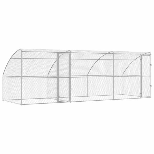Hundbur med lagring 3 pcs Silver 6 x 2 x 2 m Galvaniserat stål