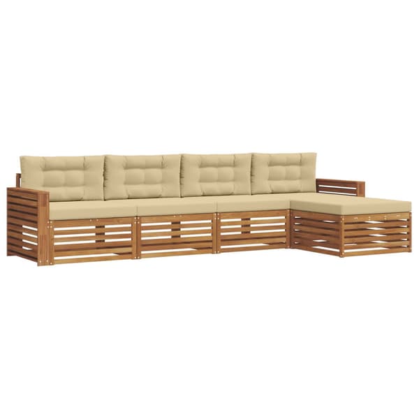 Utomhussoffset med kudde 5 pcs Naturlig och Beige