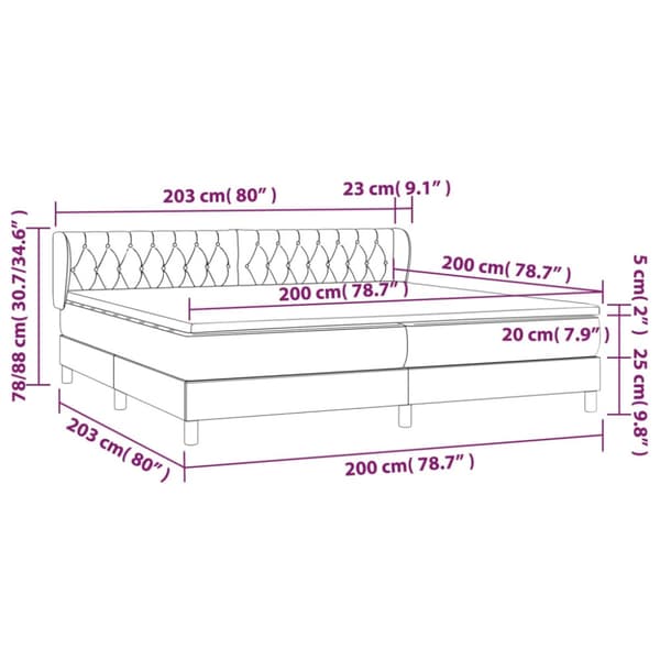 Ramsäng med madrass ljusgrå 200x200 cm sammet