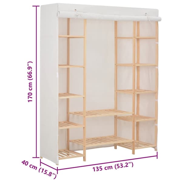 Garderob 135x40x170 cm vit tyg
