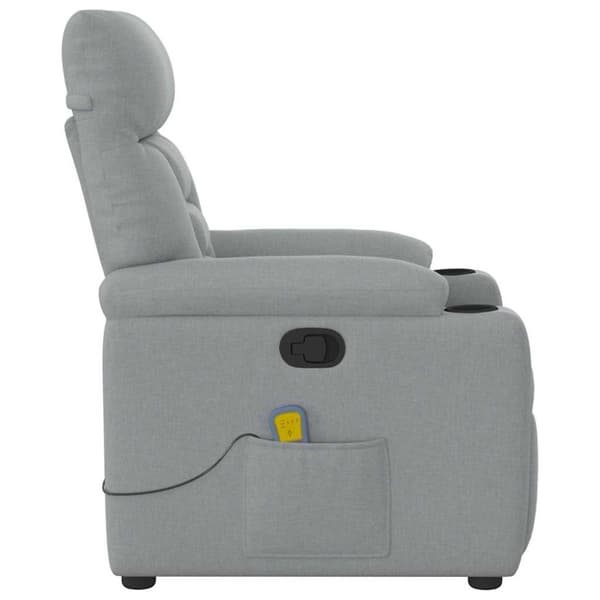 Massagefåtölj ljusgrå tyg