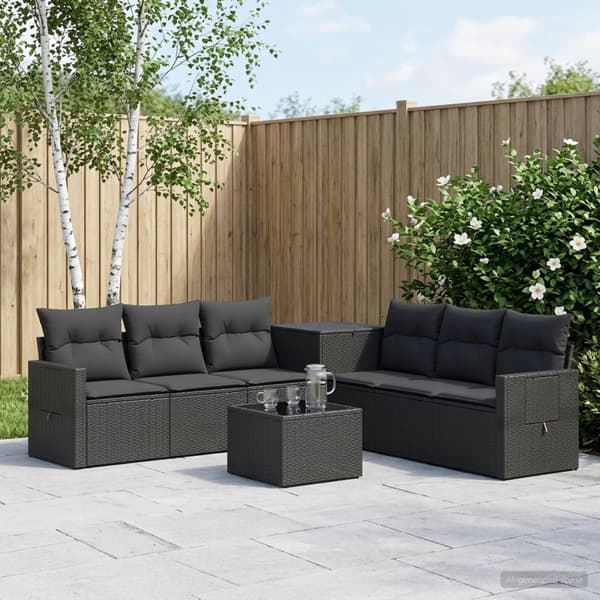 Soffset 8 st Svart Poly Rattan och stål