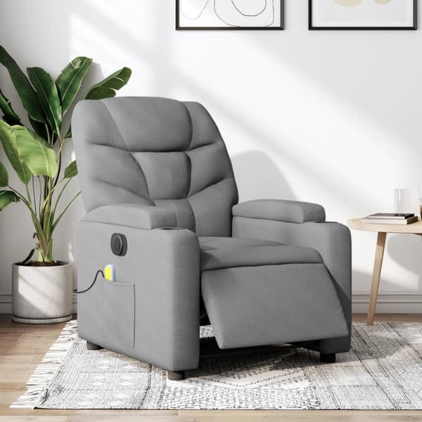 Elektrisk massagefåtölj ljusgrå tyg
