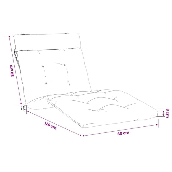 Solstol Kudde VIANEN 100% Polyester Gräddvit 200 x 80 x 8 cm
