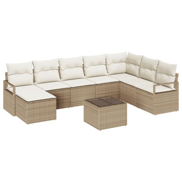 Soffset med kudde 9 pcs Beige konstrotting