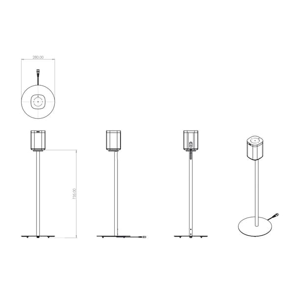 Multibrackets Sonos S1/P1 Floor Stand - Single White